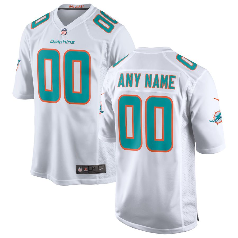 Men Miami Dolphins Nike White Custom Game NFL Jersey->customized nfl jersey->Custom Jersey